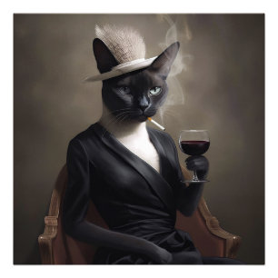 Kattunkan: Digital Cat Porträtt Fototryck