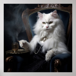 Kattunkan: Digital Cat Porträtt Poster