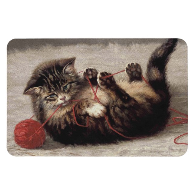 Kattvagga, en katt som spelar Boll av garn Magnet (Horisontell)