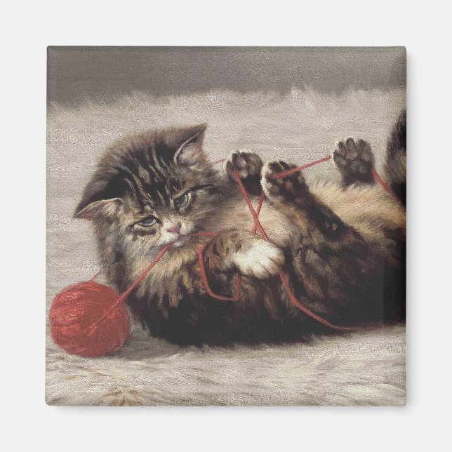 Kattvagga, en katt som spelar Boll av garn Magnet (Framsidan)