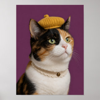 Kattväggkonst med trefärgad katt — Prydlig bibliot Poster