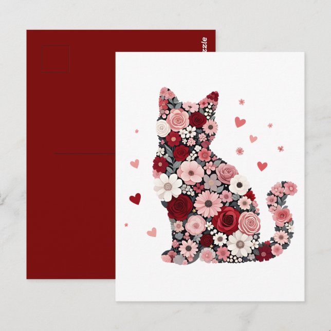 Kattvalentin på Meowentinedagen Vykort (Fram/baksida)
