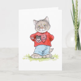 Kattvalentinskort med växande kärlek kort