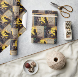 Kattvarning Uggla Halloween-inslagning Papper Presentpapper