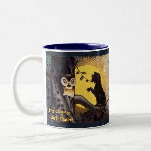 Kattvarning Uggla Halloween-kaffe Mugg