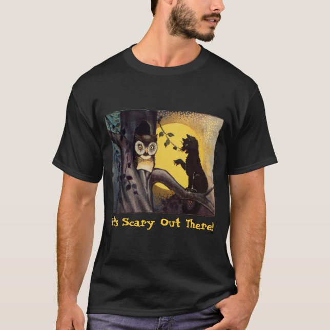 Kattvarning Uggla Halloween Manar Shirt T-shirt (Framsida)