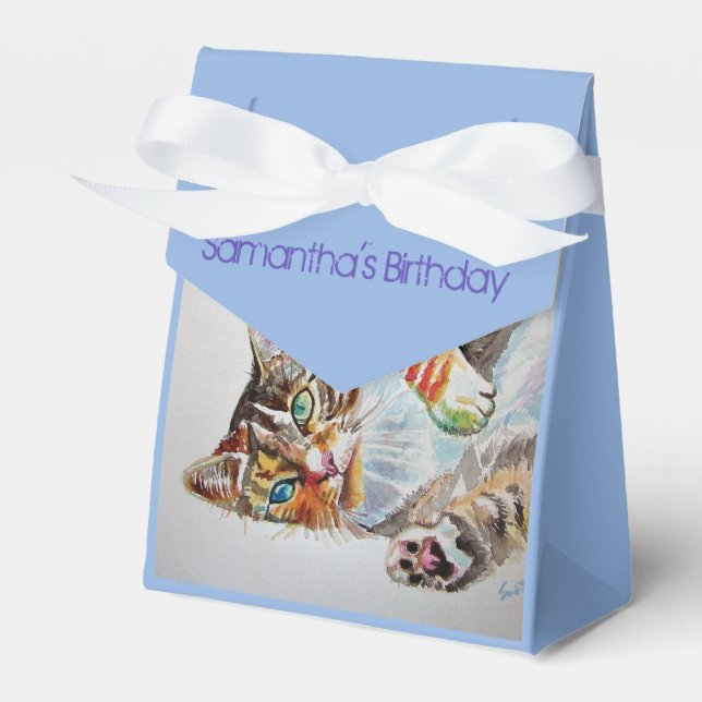 Kattvattenfärg, Födelsedagsfest Kaka favoritruta Presentaskar (Framsidan Sidan)