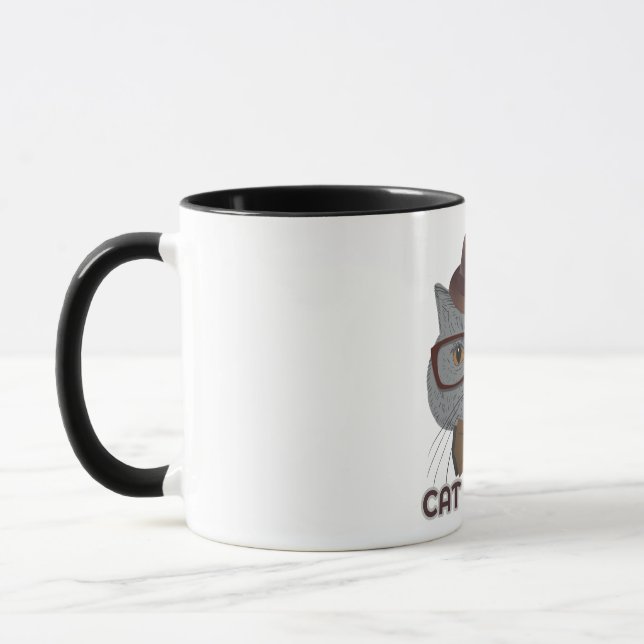 Kattvibbar – Cool Grå Katt  Mugg (Vänster)