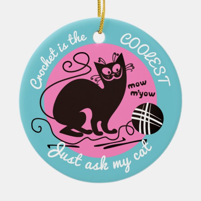 Kattvirkningen hakar garnjulprydnaden julgransprydnad keramik (Framsidan)