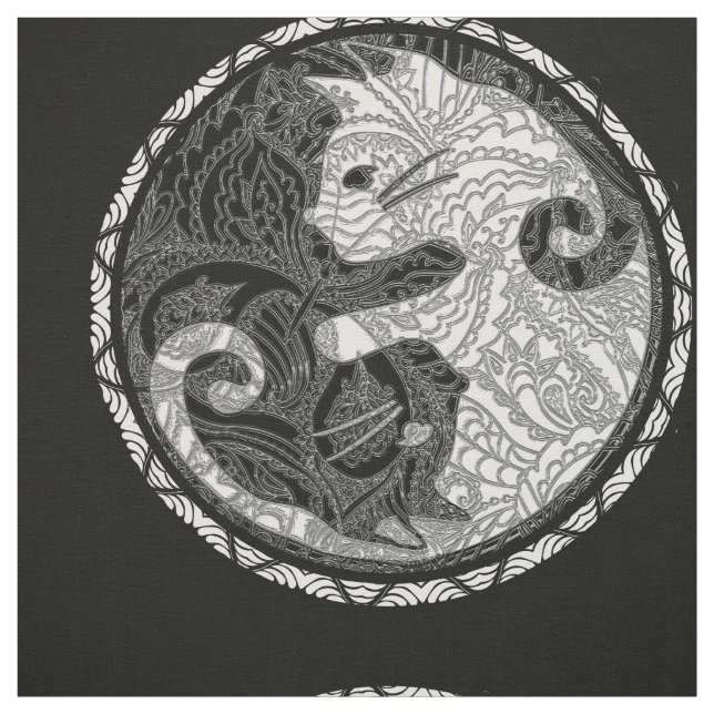 KattYin Yang Paisley tryck Tyg (Provkarta)