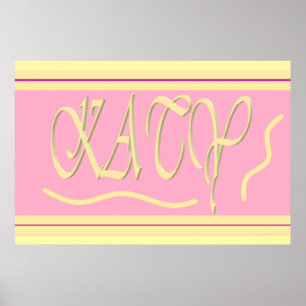 Katy Design rosa och mjuk krämskrift Poster