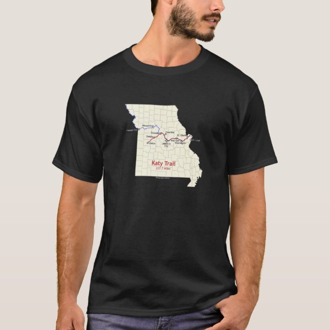Katy Trail Route Karta T Shirt (Framsida)