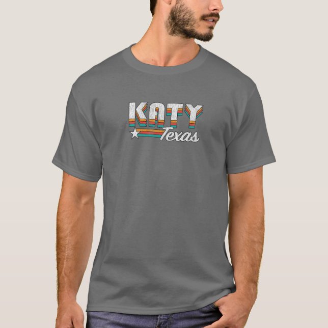 KATY TX Retro Rainbow Design T Shirt (Framsida)