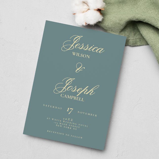 Katygrafi av det klassiska manuset Aegean teal, br Inbjudningar (Aegean teal classic script calligraphy wedding)