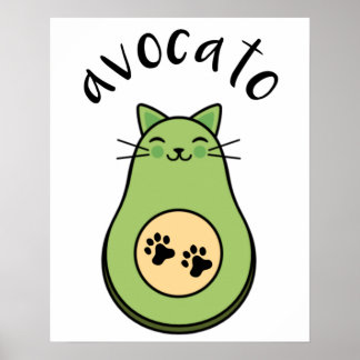 Katze als Avocado avocato Poster