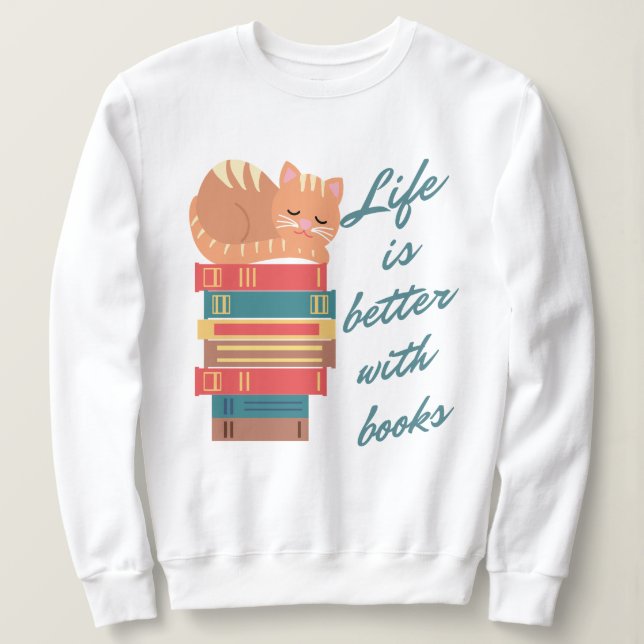 Katze Bücher Lesen Spruch Paws and Books Design T Shirt (Design framsida)
