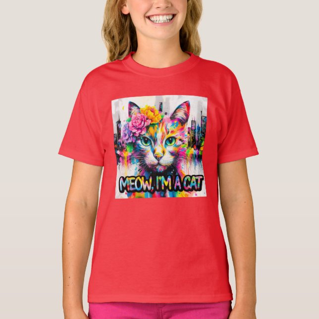 Katze bunt  t shirt (Framsida)
