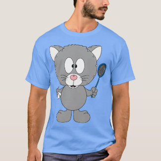 Katze Cat Federball Badminton Sport Tier Kinder Fu T Shirt
