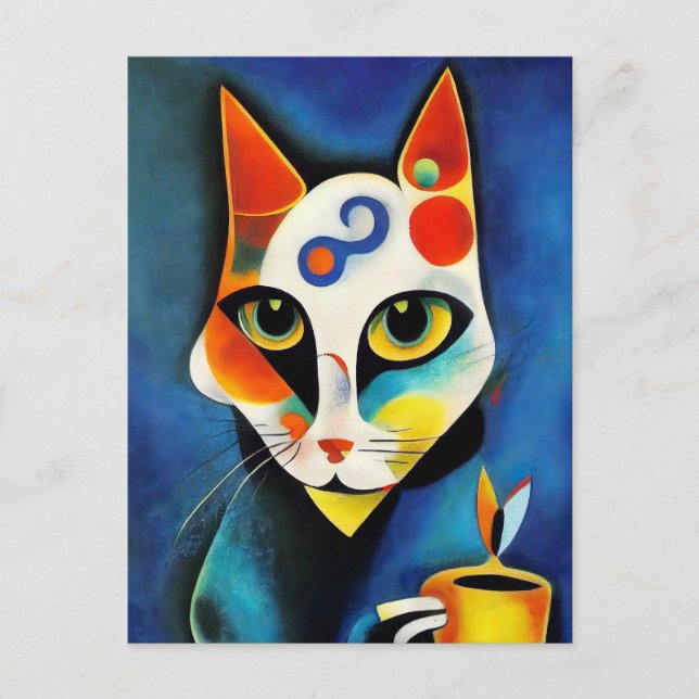 Katze im Stile der Klassischen Modernen Kunst. Vykort (Framsida)