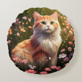 Katze in Blumenwiese Rund Kudde