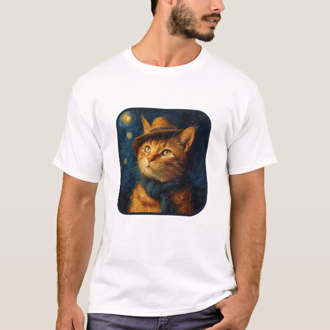 Katze inspiriert von van Gogh T-Shirt (Framsida)