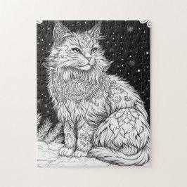 Katze Mandala unter magischem Sternenhimmel Pussel