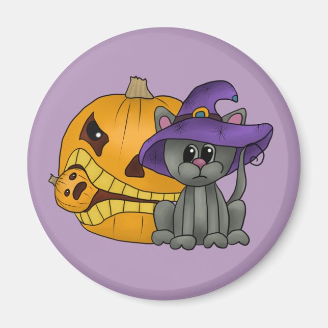 Katze mit Kürbis Magnet (Framsidan)