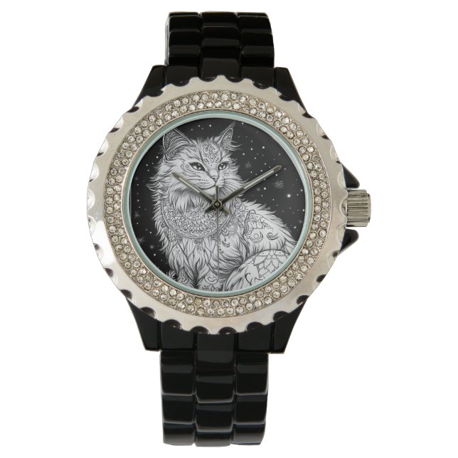 Katze mit Mandala Damen-Armbanduhr Armbandsur (Framsida)
