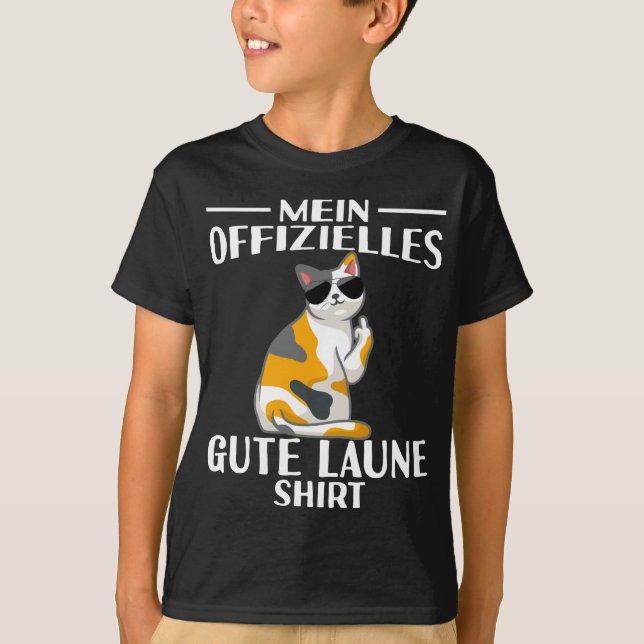 Katze Mittelfinger Mein Offizielles Gute Laune T Shirt (Framsida)