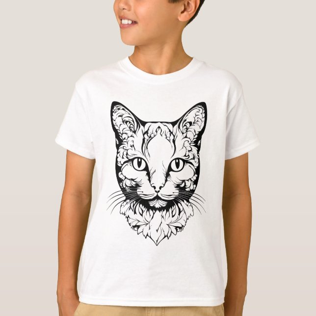 Katze - Scherenschnitt T Shirt (Framsida)
