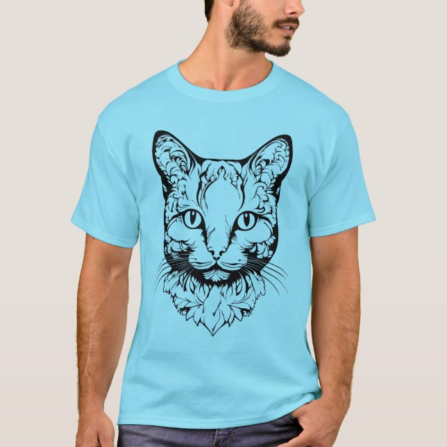 Katze - Scherenschnitt T Shirt (Framsida)