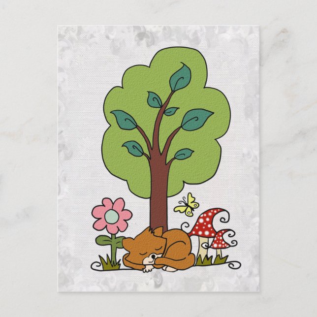 Katze unterm Baum Vykort (Framsida)