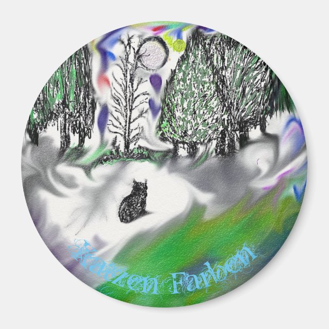 "Katzen Farben" Round Magnet (Framsidan)