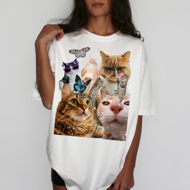 Katzen und Schmetterlinge Collage Shirt T (Skapare uppladdad)