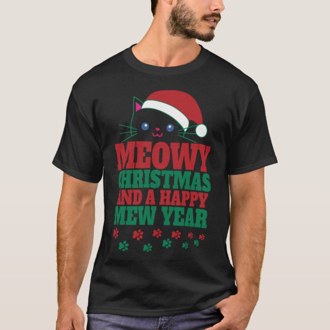 Katzen Weihnachten T Shirt (Framsida)