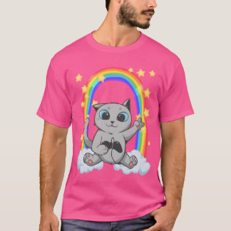 Katzenbaby spelar på regnbågens videospel retro t shirt