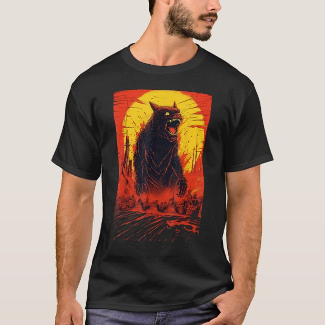 Katzilla japansk cute Cat Saker Cat Mamma Cat Cat T Shirt (Framsida)