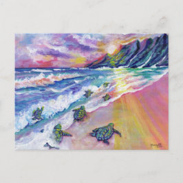Kauai Baby Sea Turtles på Beach Hawaii Card Vykort