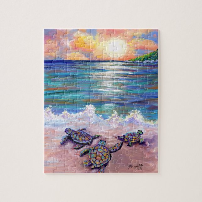 Kauai Baby Sea Turtles vid Beach Puzzles Pussel (Vertikal)