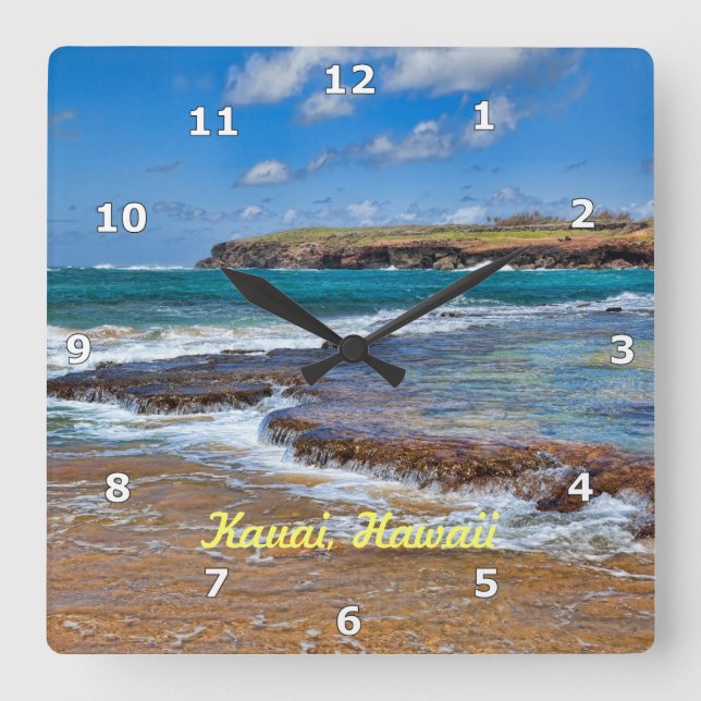 Kauai Beach Clock Fyrkantig Klocka (Framsida)