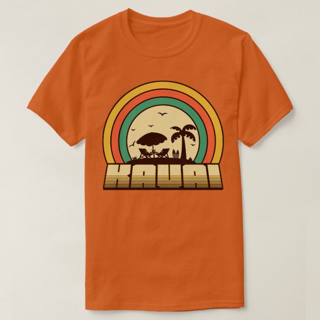 Kauai Beach Vintage Retro Sunset Stil T Shirt (Design framsida)