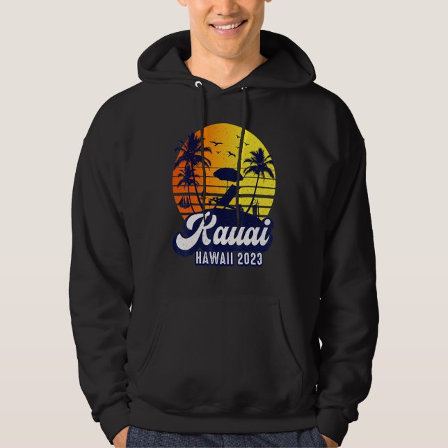 Kauai Hawaii 2023 Hawaiian Sunset Beach Retro Hoodie (Framsida)