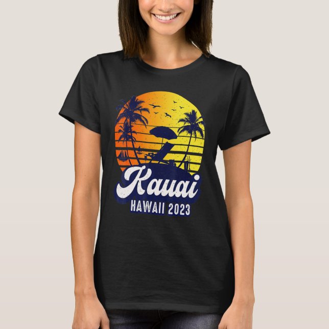 Kauai Hawaii 2023 Hawaiian Sunset Beach Retro T Shirt (Framsida)