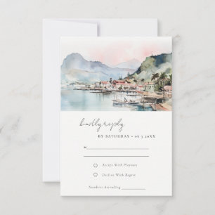 Kauai Hawaii Akvarell Landskaps Bröllop OSA Kort
