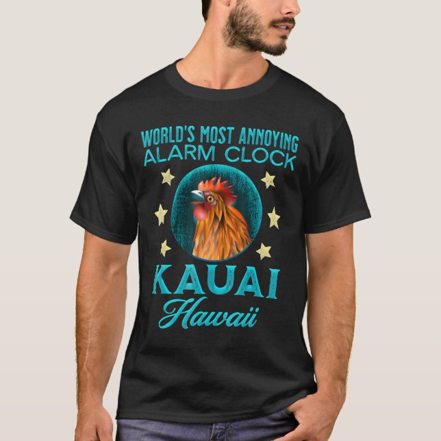 Kauai Hawaii Alarm Clock Chicken Tupp Souvenir T Shirt (Framsida)