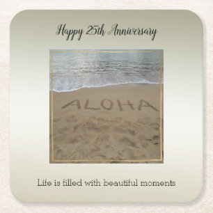 Kauai Hawaii Aloha Strand Vackra Ögonblick Underlägg Papper Kvadrat