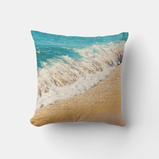 Kauai, Hawaii Beach - Teal Ocean Wave Photo Pillow Kudde (Framsida)