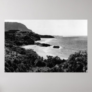 Kauai Hawaii - beskåda av den Lumahai fjärden & Poster