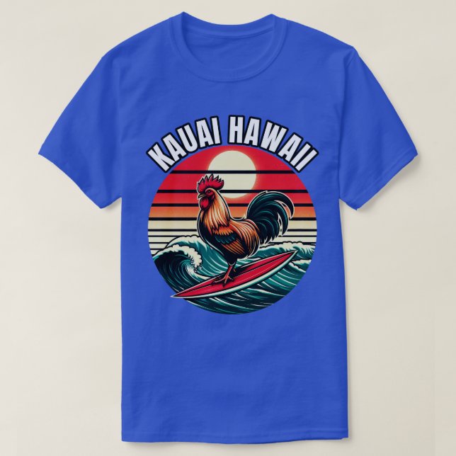 Kauai Hawaii Chicken Tupp Surfing Retro Sunset T Shirt (Design framsida)