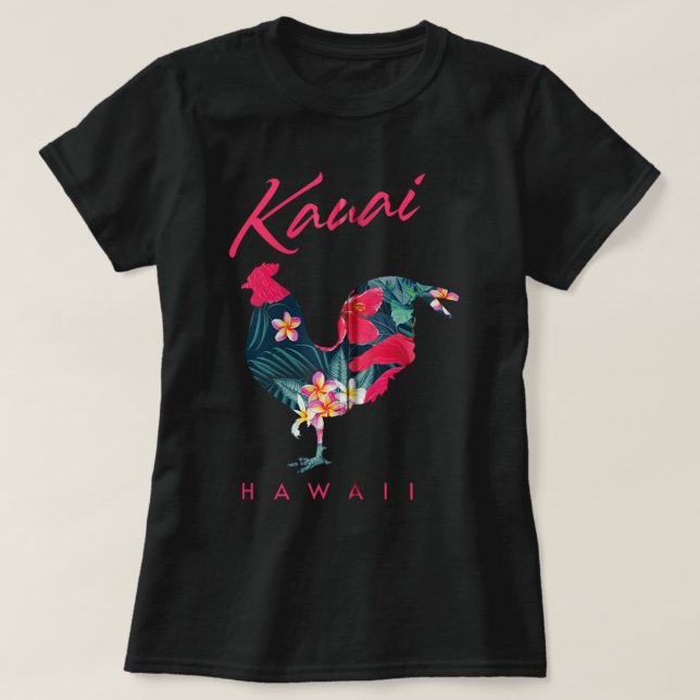 Kauai Hawaii Flower Hibiscus Chicken Älskare Souve T Shirt (Design framsida)
